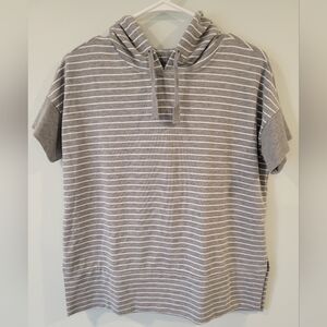 Striped Gray Hoodie Top